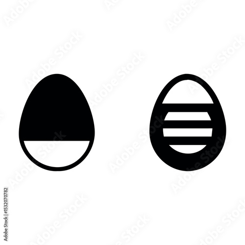 Simple black and white egg icons plain and decorated