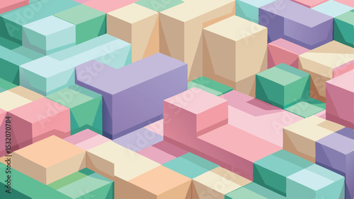 Isometric colorful cubes abstract digital illustration for creative backgrounds and designs