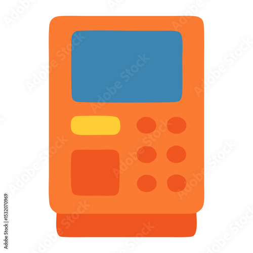 Orange ATM machine in a modern setting, perfect for finance, banking, technology, and urban lifestyle concepts in design projects.