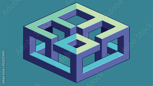 Isometric cube illusion geometric design abstract optical art with color palette