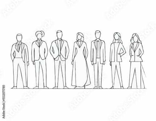 Minimalist Line Art Design Featuring Interconnected Figures of Different Ethnicities, Promoting Collaboration, Teamwork, and Cultural Understanding in Corporate Communications.