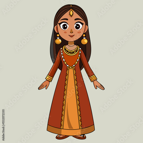Balochi Elegance Female T-Pose Character 
