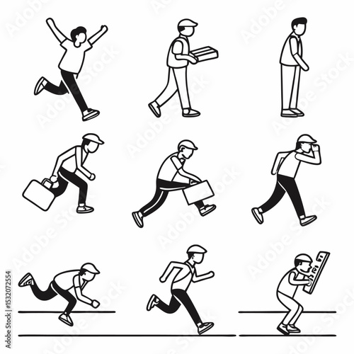 illustration of images of people exercising, walking, standing
