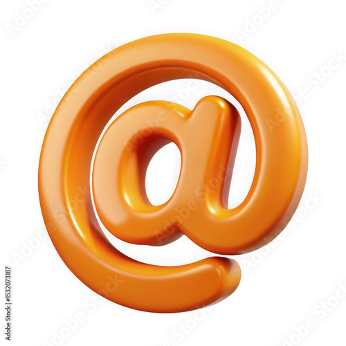 3d orange at symbol isolated on transparent background