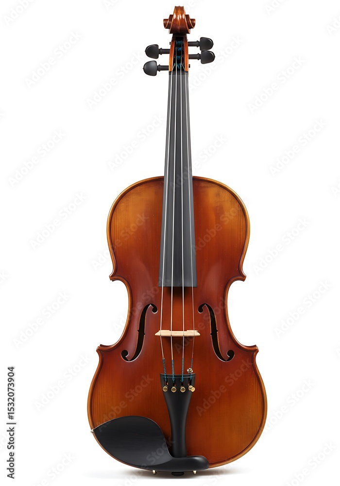 Obraz premium Classical string instrument, an old wooden violin with a bow, isolated on a white background