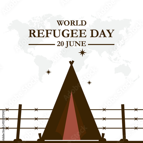 World Refugee day concept Vector Illustration. World refugee day campaign poster or awareness poster template. International Migrants Day concept. Refugee Day 20 june.