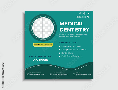 Dental Dentist Clinic Flyer Poster Banner Template.	
