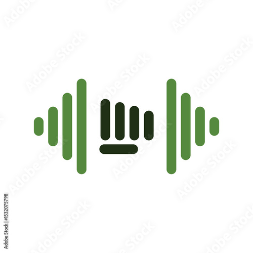 Dumbbell green logo vector design combination with hand logo grab the dumbbell. Suitable for logo design, logo brand etc.