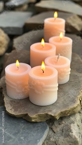 Luminous Tribute: Sun Candles on Sacred Stone