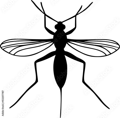Mosquito Insect Black Silhouette Vector Clipart