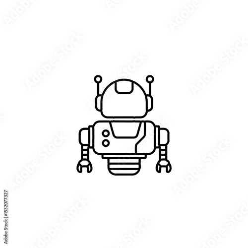 Flat Line Vector Icon of Robot – Minimal Design on White Background.