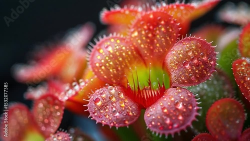 close up view of a Venus flytrap plant with clear detail view