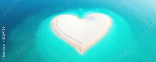 Heart-shaped isle, white sand beach, clear water, beach, vibrant