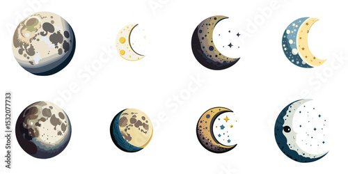 Multiple vector illustrations moon

