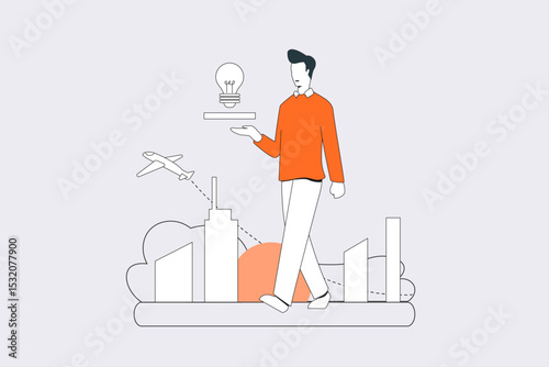 Cartoon hand-drawn flat business office character vector illustrations