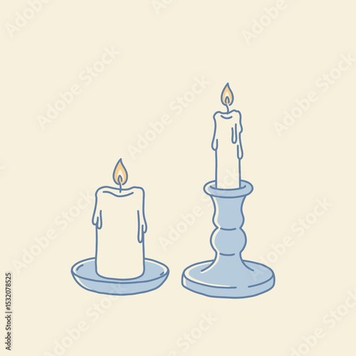 candle vector illustration, isolated on white background for education, top view