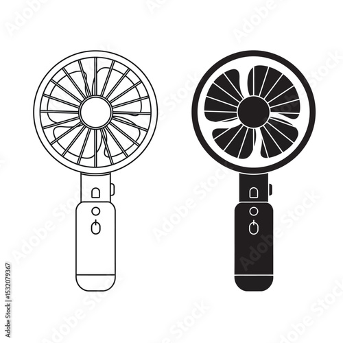 orange portable fan illustration hand drawn isolated vector