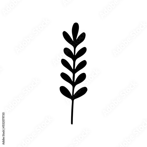 Minimalist Handdrawn Branch Leaf Stem Sprout Icon Graphic Illustration