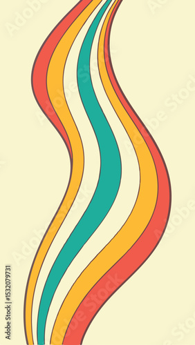 Retro wavy lines design with warm colors and transparent background for designs
