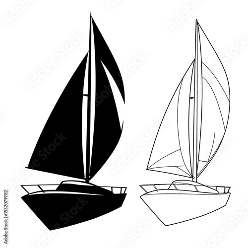 Modern yacht illustration on a white background. Luxury boat concept. Vector illustration