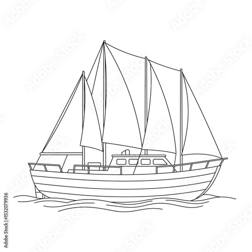 Modern yacht illustration on a white background. Luxury boat concept. Vector illustration
