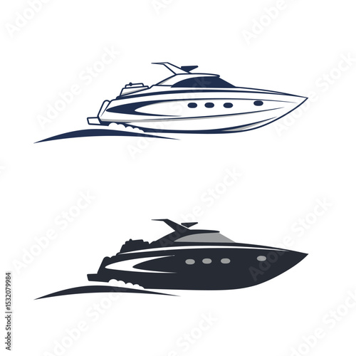 Modern yacht illustration on a white background. Luxury boat concept. Vector illustration