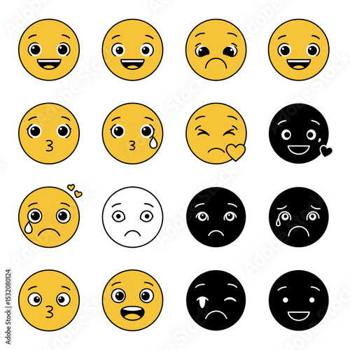 set of smiley faces