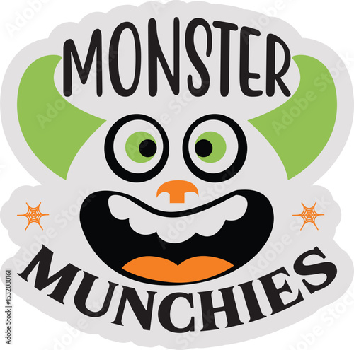 -Monster munchies, Halloween Stickers, Happy Halloween Labels, Treat Bag Stickers