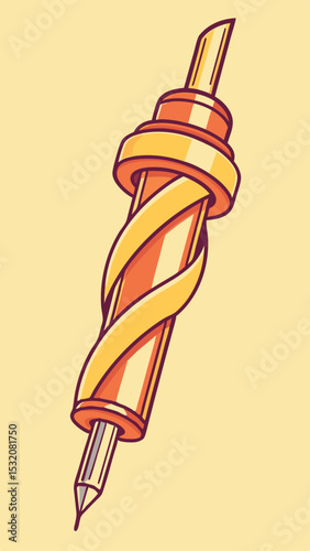 Stylized illustration of a pen with ribbon design for creative conceptual projects