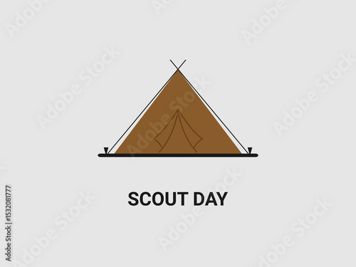 A minimalist brown tent icon with black outlines