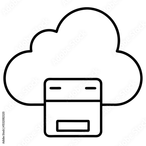 Cloud Storage Vector | Generative AI & Linocut Silhouette Design for Tech & Data Themes