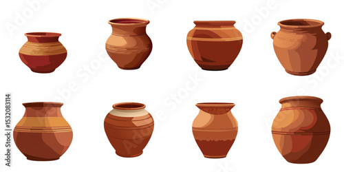 Multiple vector illustrations antique pot


