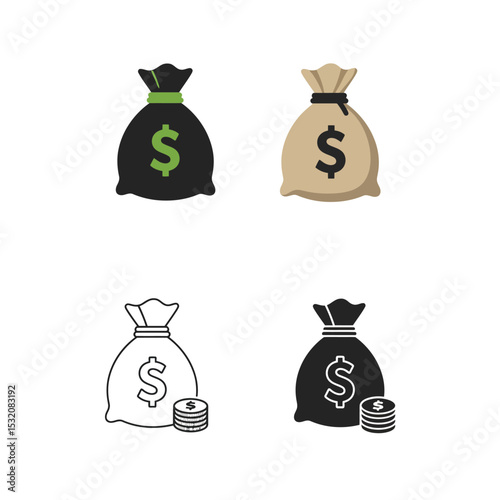 Money bag vector isolated on white background