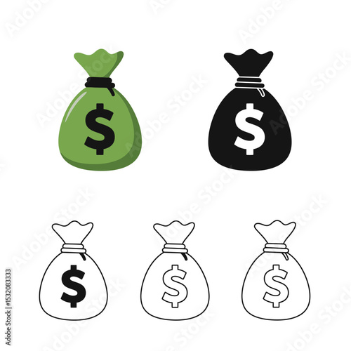 Money bag vector isolated on white background