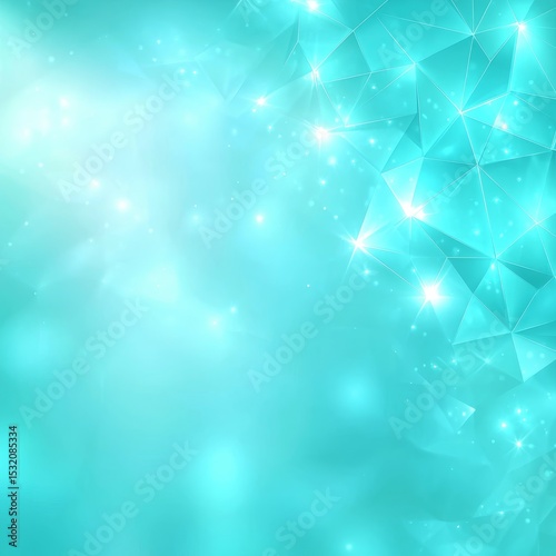 Abstract Light Blue Background with Geometric Shapes and Sparkling Effects
