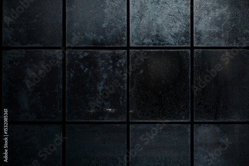 A dramatic close-up of a raindrop on a dark, moody surface