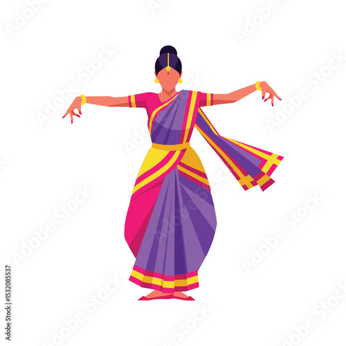 Indian Classical Dancer in Traditional Costume Art & Illustration