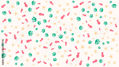 SEAMLESS HAND DRAWN DOODLE FISH SEAWEED STARFISH SHAPES PATTERN TEXTURE COLORFUL TEMPLATE ABSTRACT BACKGROUND TRENDY DESIGN VECTOR