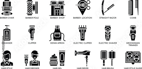 Ultimate Guide to Barber Shop Equipment Icons of Hair Cutting Tools, Styling Products, and Shop Essentials