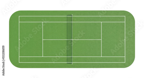 Isolated Aerial View of a Green Tennis Court