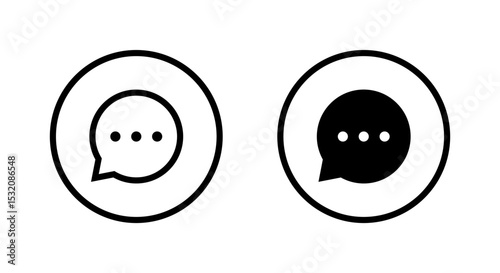 Speech bubble, message icon on circle line. Chat, speak sign symbol