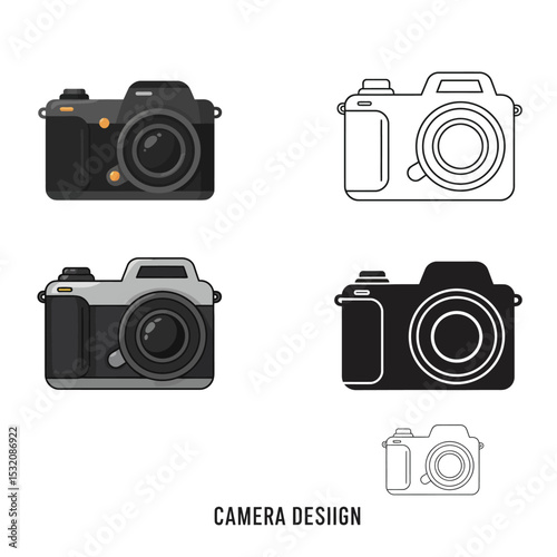 Camera icon set. flat illustration of vector icon on white background