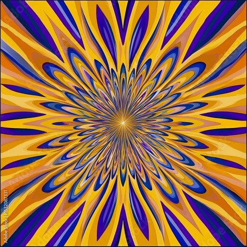 Vibrant Abstract Spiral Design with Radiant Colors and Dynamic Patterns in Symmetry
