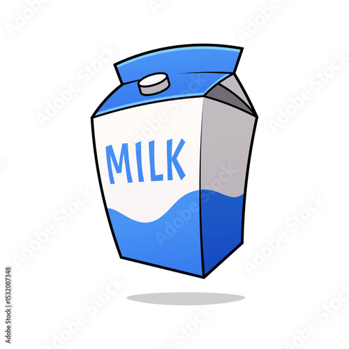 Milk box vector. Cartoon milk carton isolated on white background.