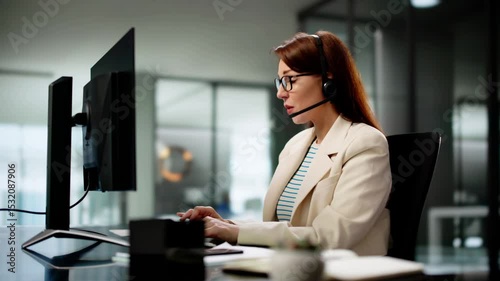 Efficient Customer Care: Smiling Call Center Agent