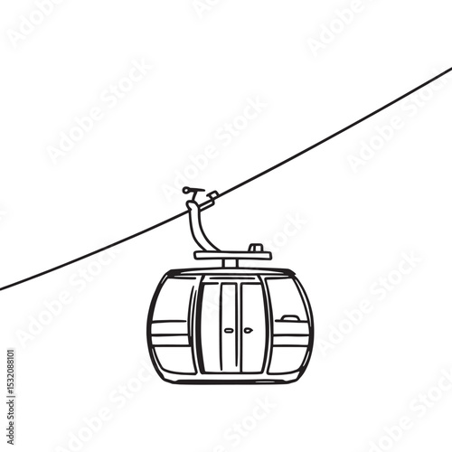 Cable car mountain transport minimal line art illustration