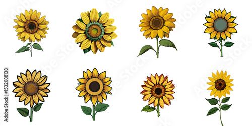 Multiple vector illustrations sunflower

