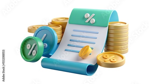 3d render of financial concepts representing interest rates discounts and business finance elements