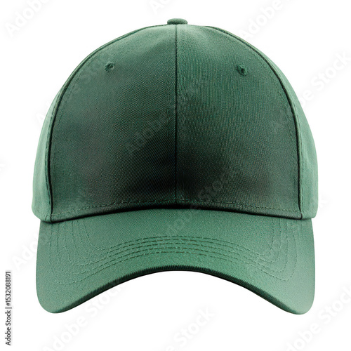 Dark green baseball cap isolated on transparent background