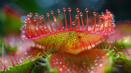close up view of a Venus flytrap plant with clear detail view